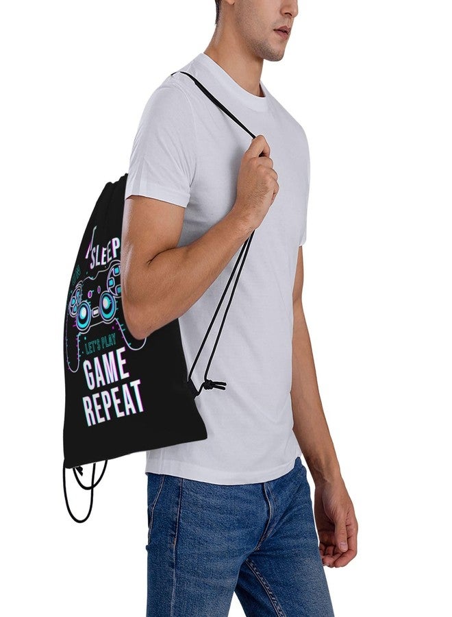 AIMASTZ Eat Sleep Game Repeat Unisex Drawstring Backpack Bag Sport Gym Swim Travel Sackpack - Image 5